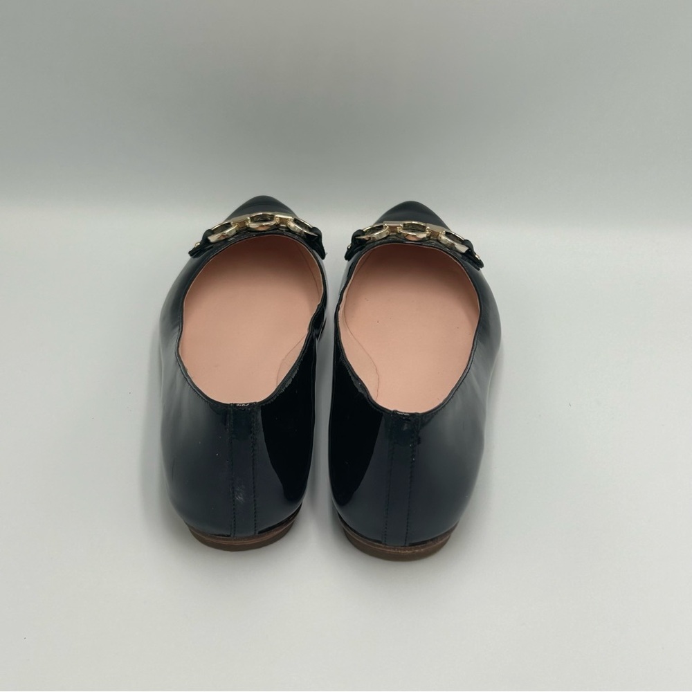 Kate Spade Black Patent Leather Ballet Shoes Sz 6.5 Gold Women’s - Picture 6 of 10